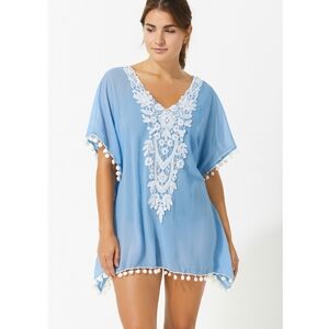 Blue Sarong with White Lace Detail